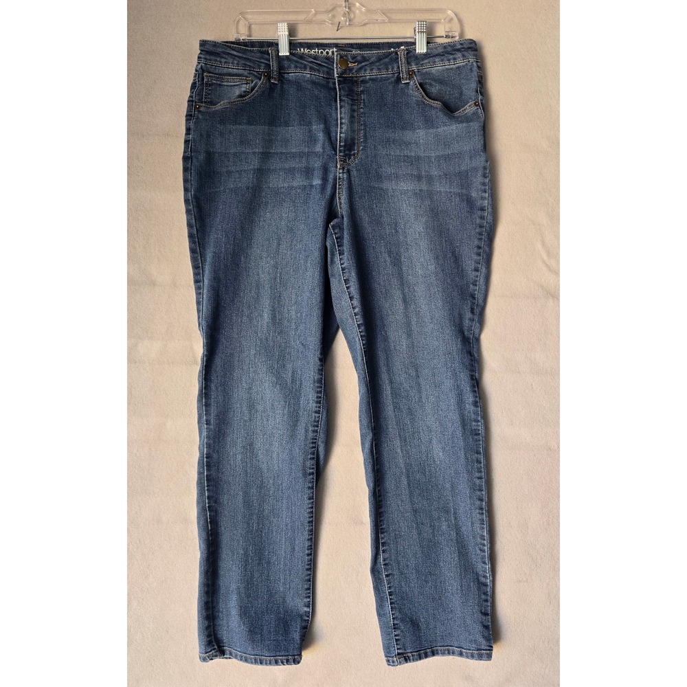 Westport Signature Fit Straight Leg Jeans Womens 16W Medium Wash Blue Denim